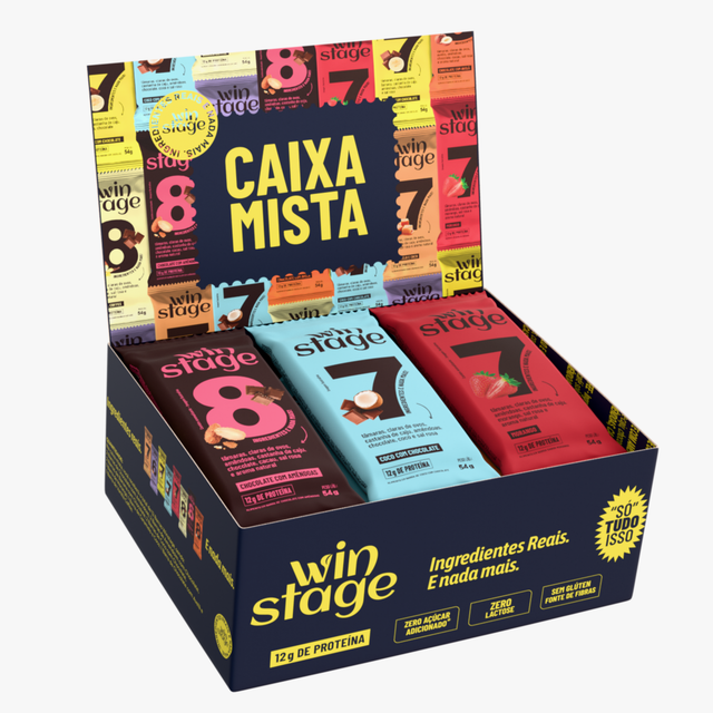 Caixa Mista WinStage — 12 barras de proteína, 9 sabores