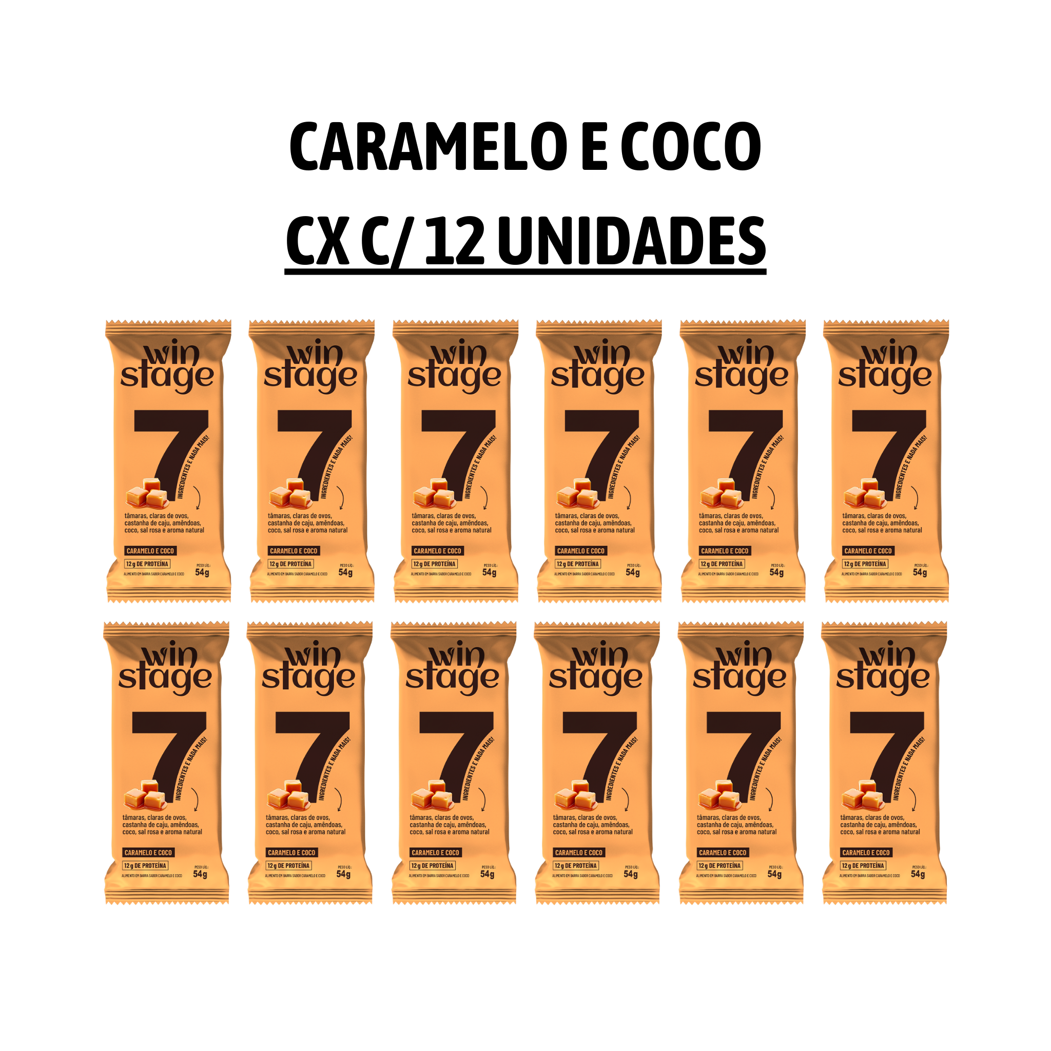 Barra Proteica Caramelo e Coco - Caixa 12 Unid.